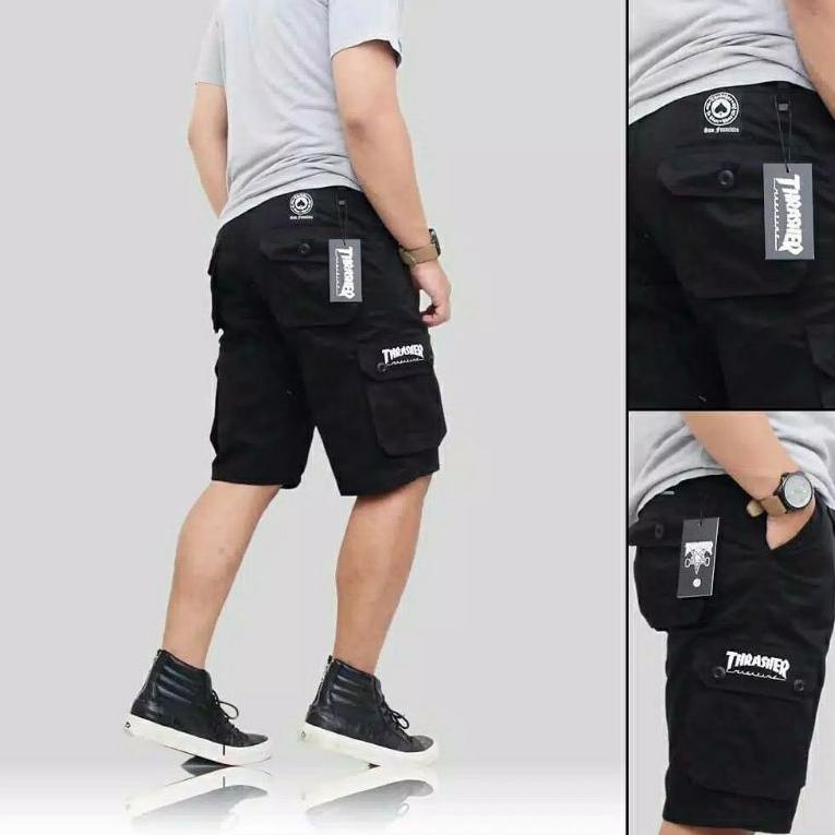 Sale Terbatas Celana Pendek Cargo Kargo Thrasher Kimpol Brodil Pendek Pria Hitam