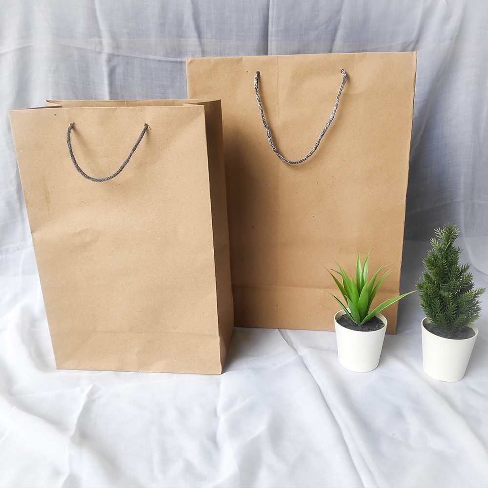 

Paper Bag Cokelat Polos Souvenir Tas Kado Murah Ukuran Sedang Packaging Online Shop Murah