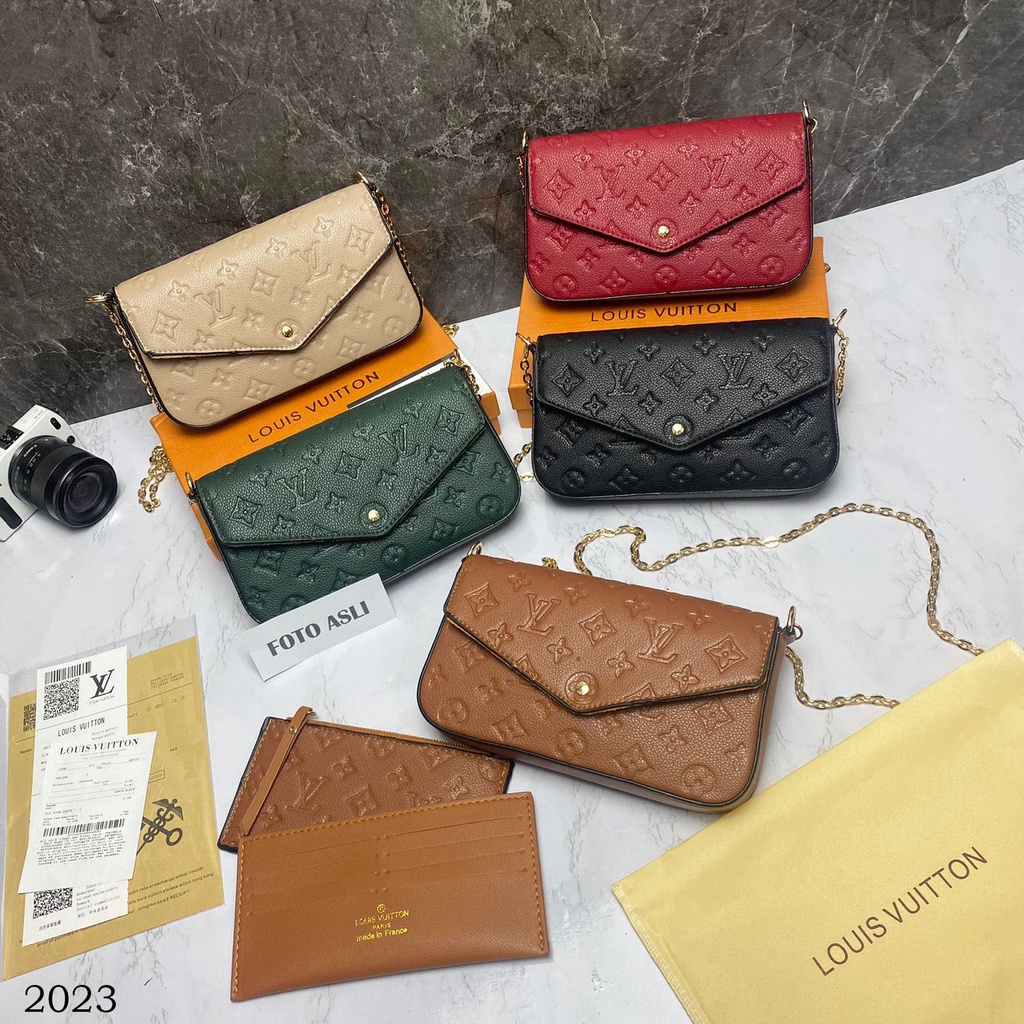 L Vuitton  Fellice Pochette 2023 (Free Box+Invoice +DustBag+Bubblewrap)