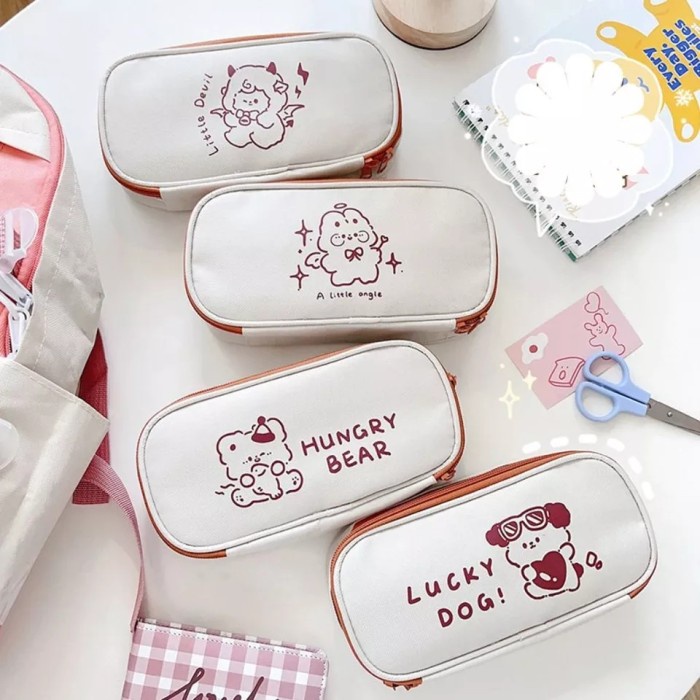 

BISA COD Tempat Pensil Bear Kotak Kanvas Kapasitas Besar Pencil Case Canvas