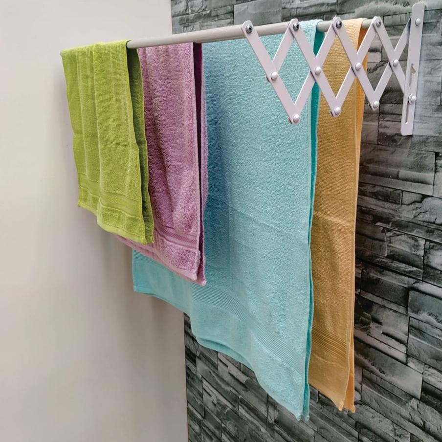 ☏ JEMURAN TEMPEL TARIK ALUMUNIUM JEMURAN DINDING  LIPAT 2 STEP PANJANG PENDEK ❋