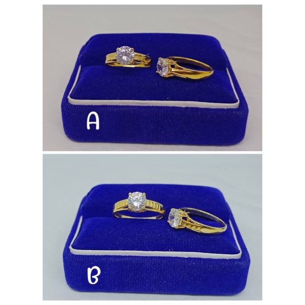cincin solitaire mata putih/perak asli silver 925 lapis emas/perhiasan fashion wanita terbaru