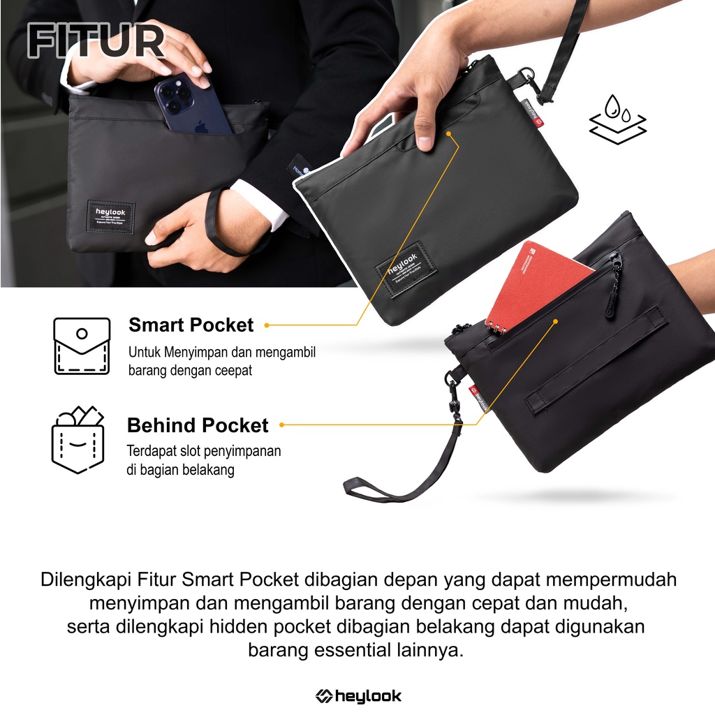 HEYLOOK Official -  Clutch Bag ROYCE 2.0 Hand Bag Pria Wanita Pouch Bag Pria Wanita Waterproof Image 4