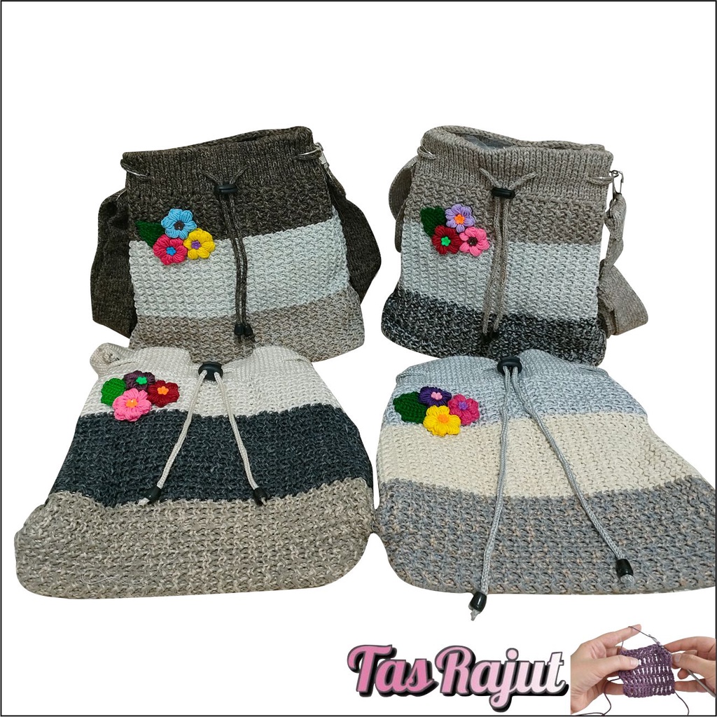 Tas Selempang Wanita PEGE Hinari Bahan Rajut Model Serut - PG 8953