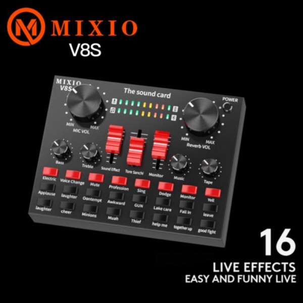 Promo MIXIO V8S PREMIUM Live Streaming Sound Adapter Phone Laptop Microphone Berkualitas