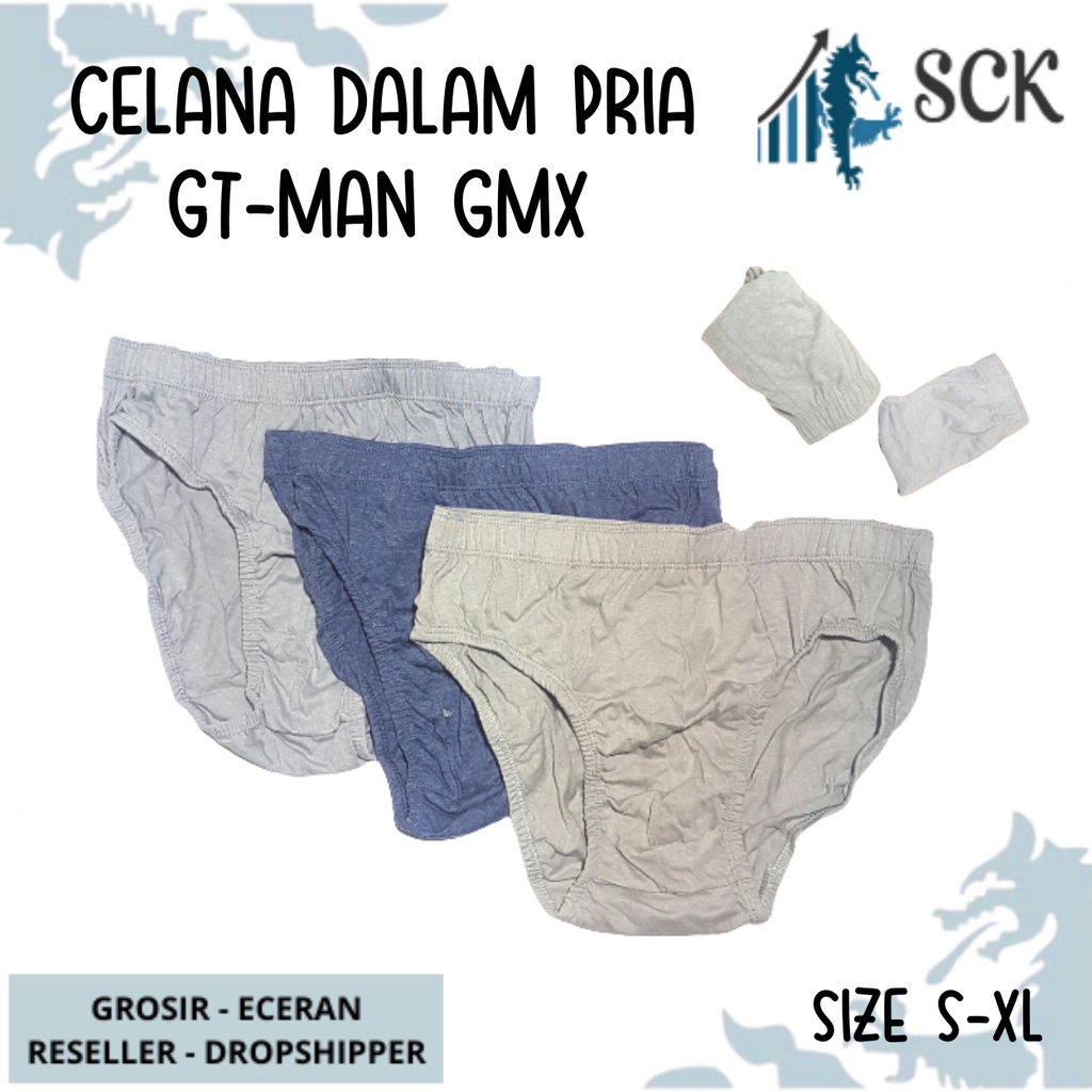 [ISI 3] CD Pria GT-MAN GMX / Celana Dalam Pinggang Karet Bahan Katun Polos Halus / Pakaian Dalam Pria GT MAN - sckmenwear GROSIR