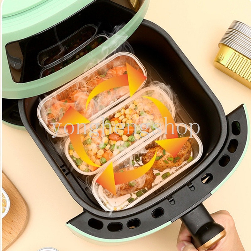 5pcs/set Kotak Kaleng Aluminium Foil Tahan Minyak Persegi Panjang BBQ Drip Tray Air Fryer Non-Stick Liner Kue Pastry Makanan Panci Kukus Dapur Baking Aksesoris