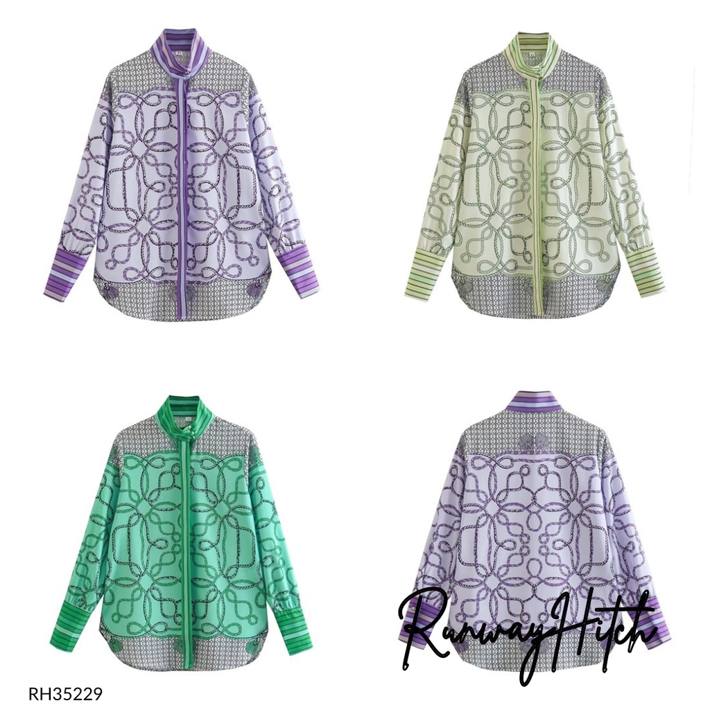 KEMEJA CHAIN IMPORT RH35229 / PRINT SHIRT WANITA MOTIF RANTAI