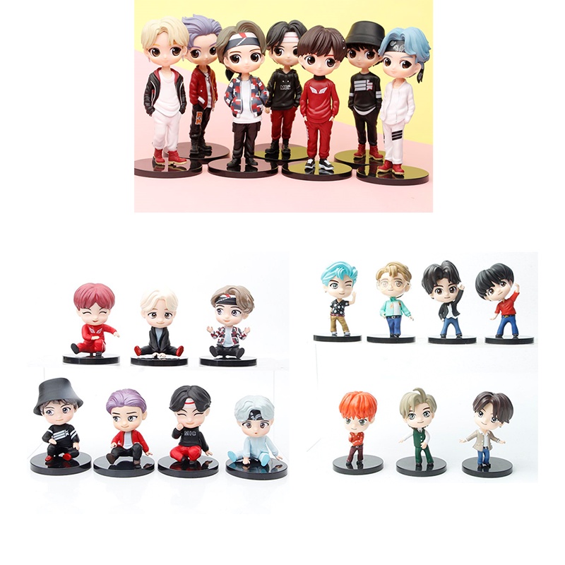 Bangtan Boys Bt21 Model Tiny Tan Set 7pcs Patung Menggemaskan Dan Tahan Lama Untuk Penggemar Dan Dekorasi.