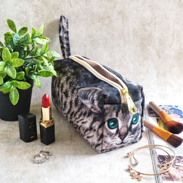 

BISA COD Pouch Serba Guna Kucing buat kado, make up, tempat pensil bahan tebal