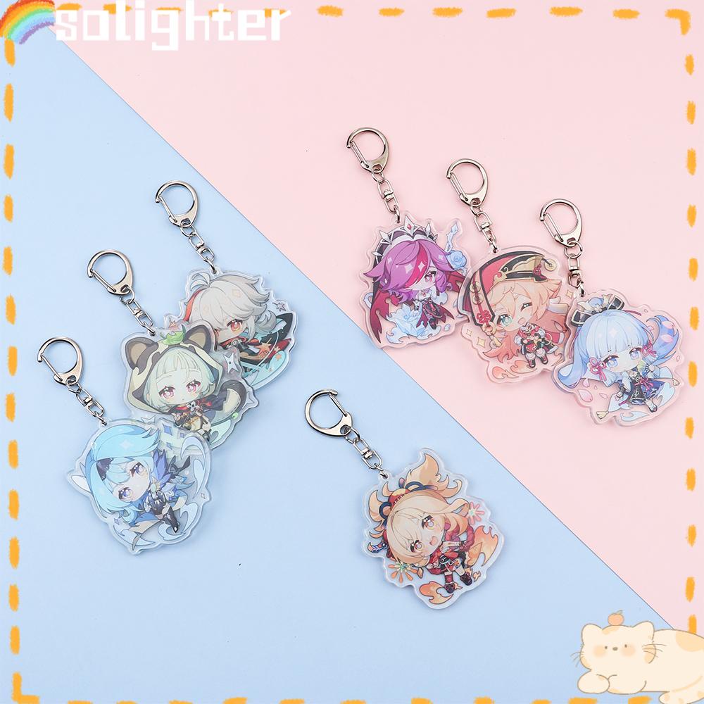 Solighter Genshin Impact Keychain Lucu Cosplay Liontin Aksesoris Fashion Perhiasan Japan Anime Gantungan Kunci Mobil