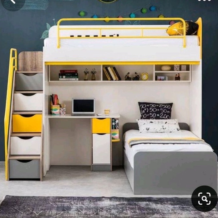 tempat tidur tingkat meja belajar