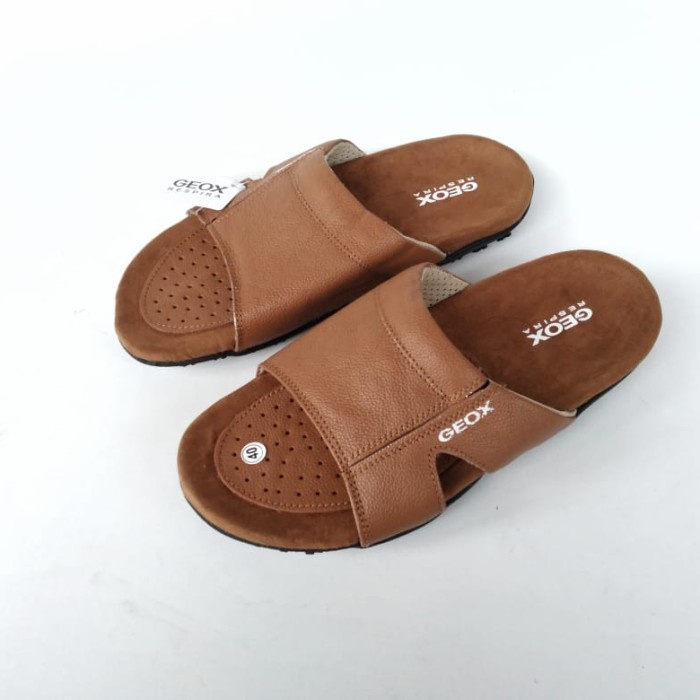 NEW-Sendal Slide Slop Geox Respira Original / Sandal Slip on Pria COD - coklat gelap, 39 3.1.23