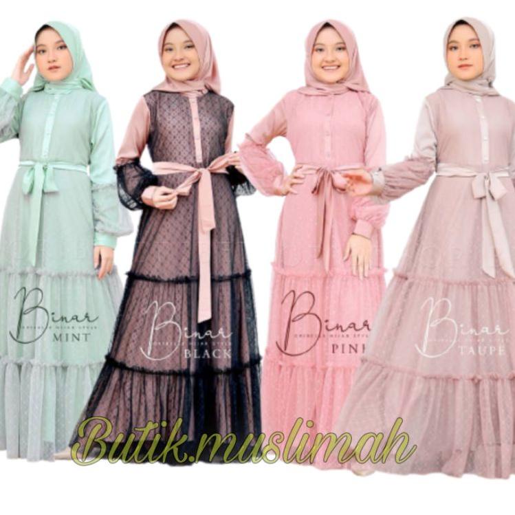 Harga Bersahabat BINAR GAMIS ANAK / PAKAIAN ANAK  10-14 TAHUN / BAJU BRUKAT ANAK / Gamis Brokat Tile