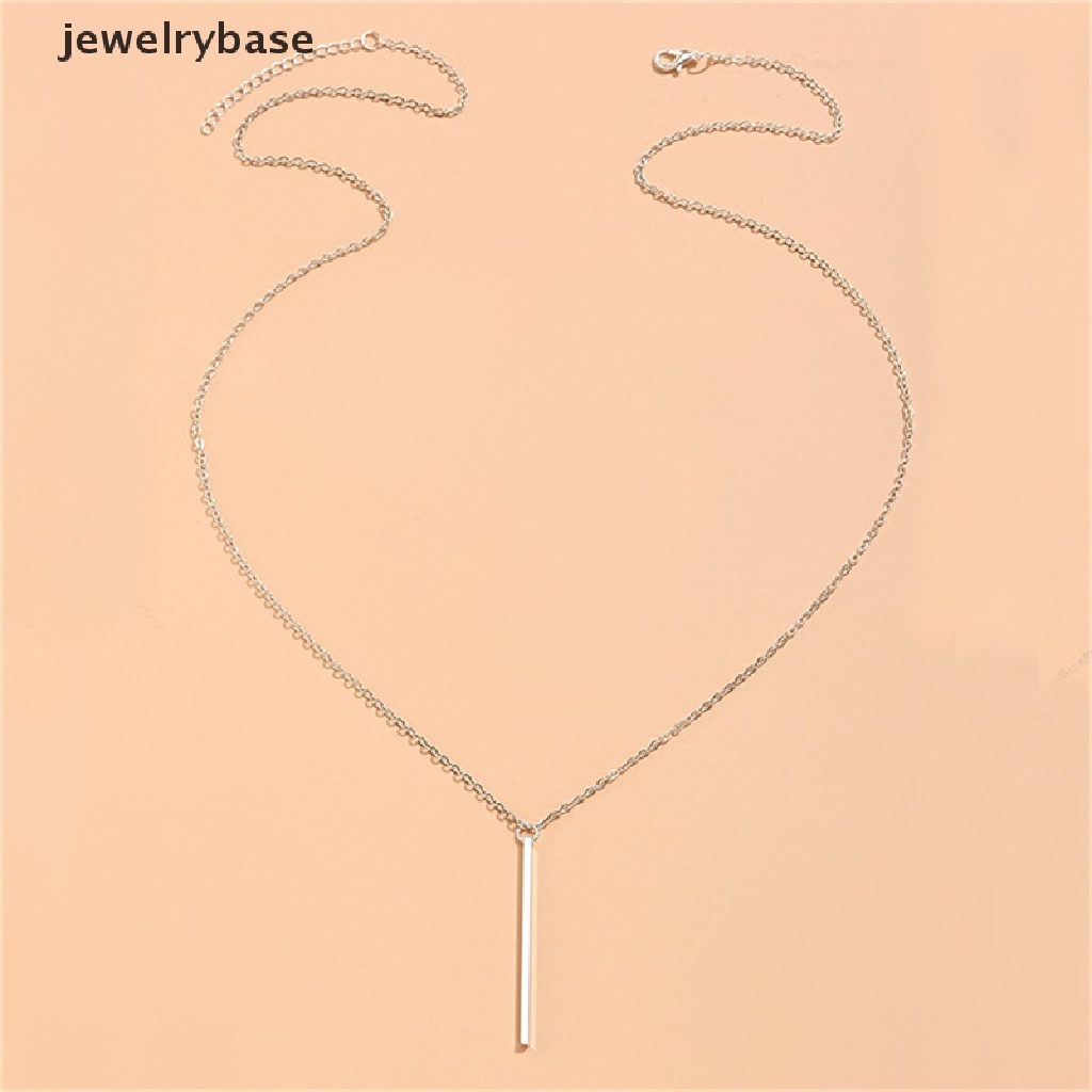 [jewelrybase] Fashion Perhiasan Panjang Batang Tembaga Liontin Kalung Populer Sederhana Rantai Logam Geometris Liontin Panjang Butik