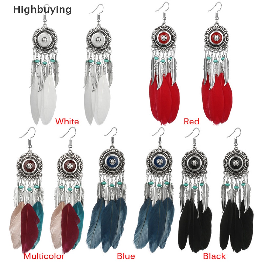 Hbid Bohemian Bulu Daun Rumbai Anting Juntai Boho Drop Menjuntai Earrings Perhiasan Glory