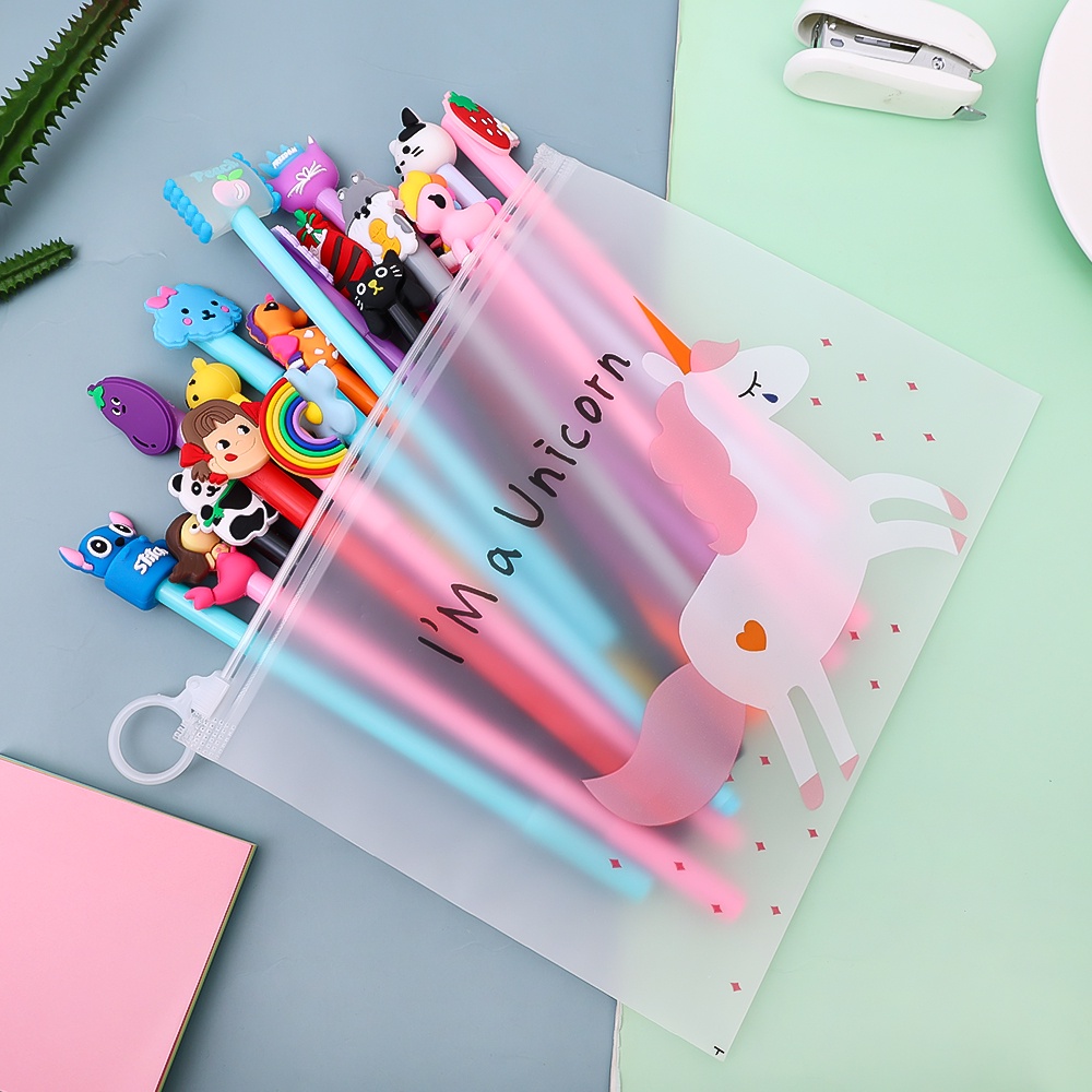20pcs Kawaii Stationery Black Ink Pen/Pena Gel Lucu Perlengkapan Sekolah Perlengkapan Sekolah