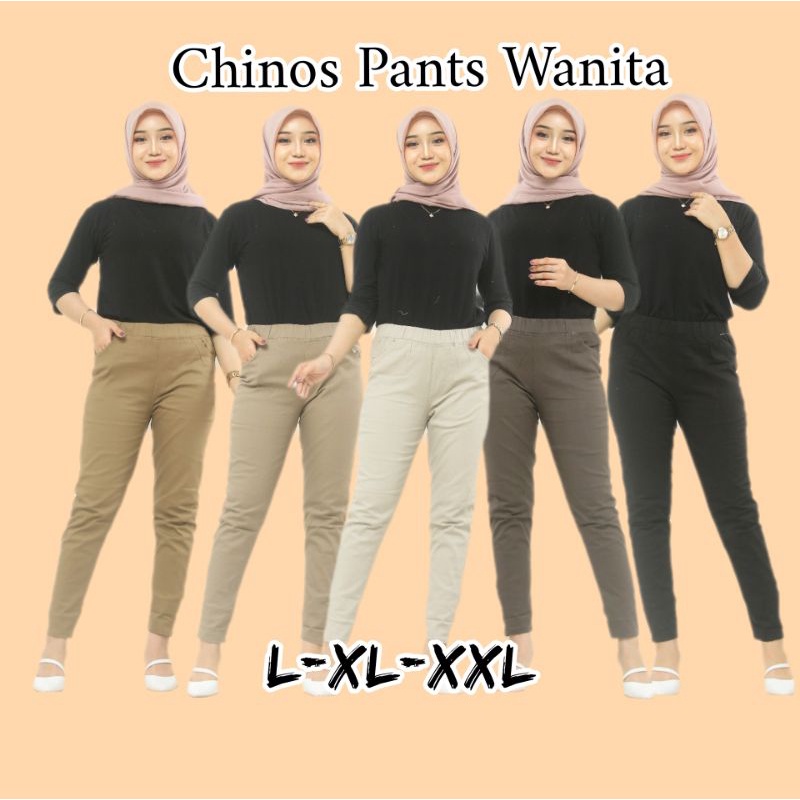 Celana Chino Wanita / Celana Basic / Celana Standar Panjang Wanita Twill Combed