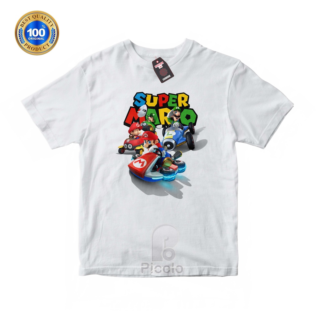 (FREE NAMA) BAJU KAOS ATASAN ANAK MOTIF GAME/KARTUN SUPER MARIO UNISEX Bahan COTTUN