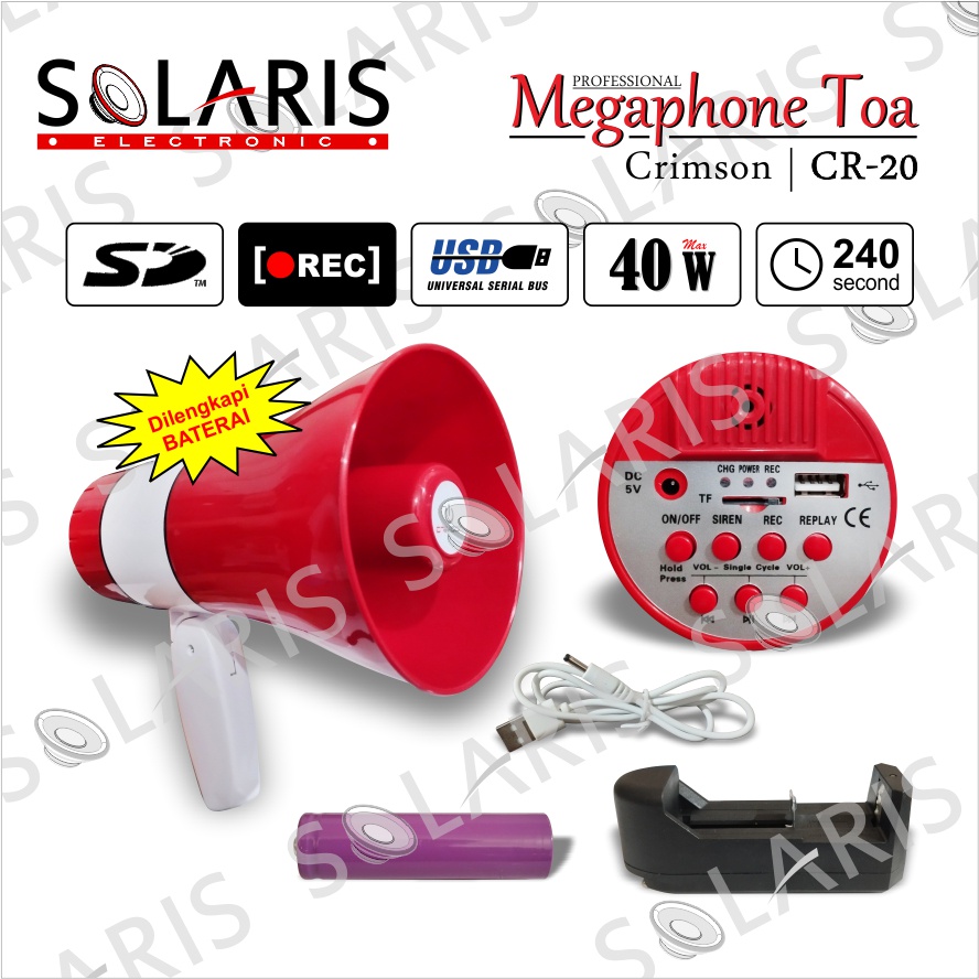 MEGAPHONE Toa CRIMSON CR-20 + BATTERY CHARGE