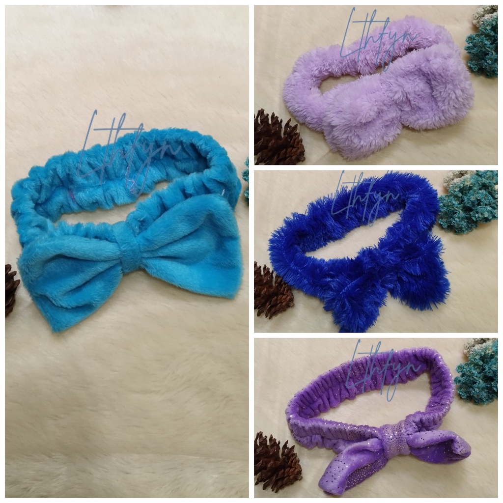 BANDANA BULU PITA MASKER HEADBAND // BANDO KEPALA FACIAL MANDI / MAKEUP KAIN HANDUK BULU // PELINDUNG RAMBUT