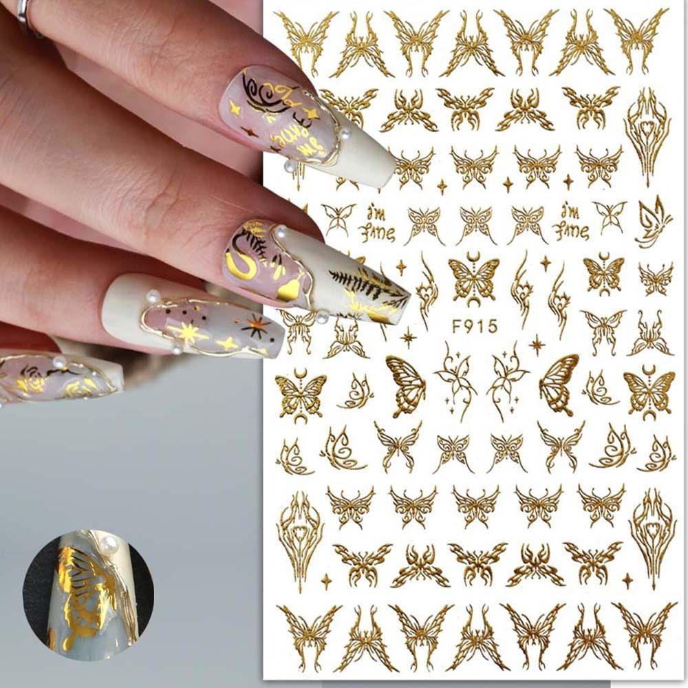 Mxbeauty Stiker Kuku Kupu-Kupu Wanita Bintang Manikur Aksesoris Totems Bohemia Nail Stickers