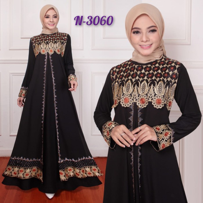 ABAYA TURKEY HITAM BORDIR N-3060