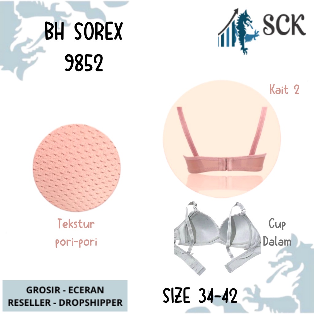 BH SOREX 9852 BIG SIZE FULL Cup C BESAR UKURAN 36-42 / BH Wanita Tanpa Kawat Busa Tipis /  Pakaian Dalam Cewek - sckmenwear GROSIR