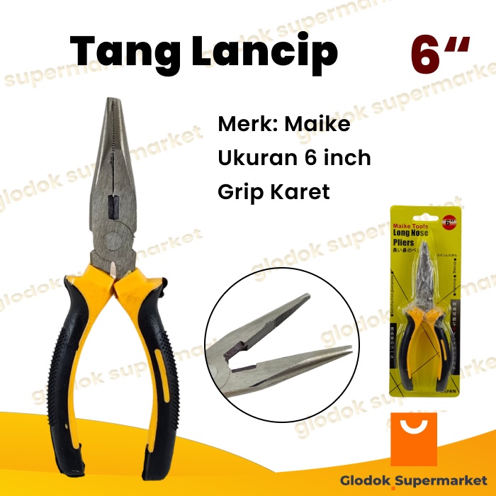 Tang Jepit Lancip 6 inch Maike Long Nose Pliers 6inch