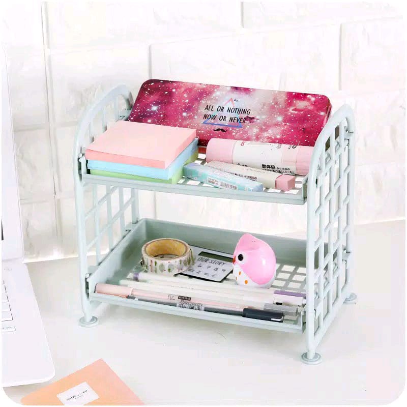 Rak Bumbu Dapur Duduk 2 Layer Rak Bumbu Dapur Penyimpanan Serbaguna Plastik Kuat