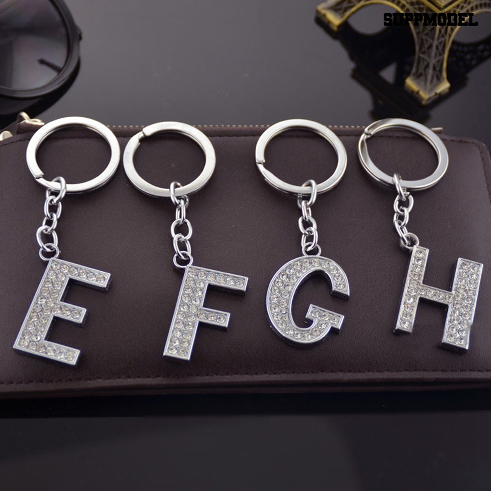 [SM] Bling Alphabet Keyring Inisial Huruf Unisex Hias Berlian Imitasi Gantungan Kunci Hadiah