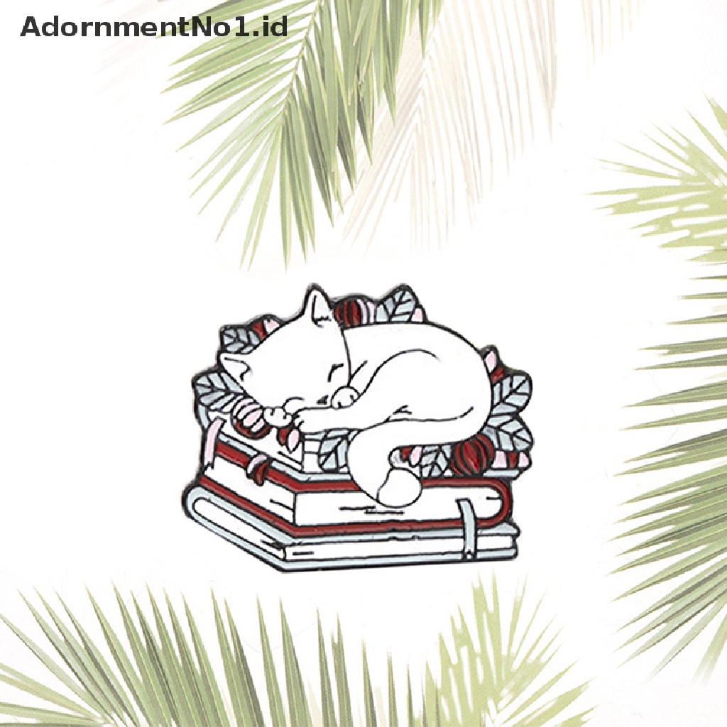 [AdornmentNo1] Kucing Membaca Buku Enamel Pin Kartun Tidur Anak Kucing Bros Lucu Buku Kekasih Hewan Lencana Tas Pakaian Lapel Pin Perhiasan Hadiah [ID]