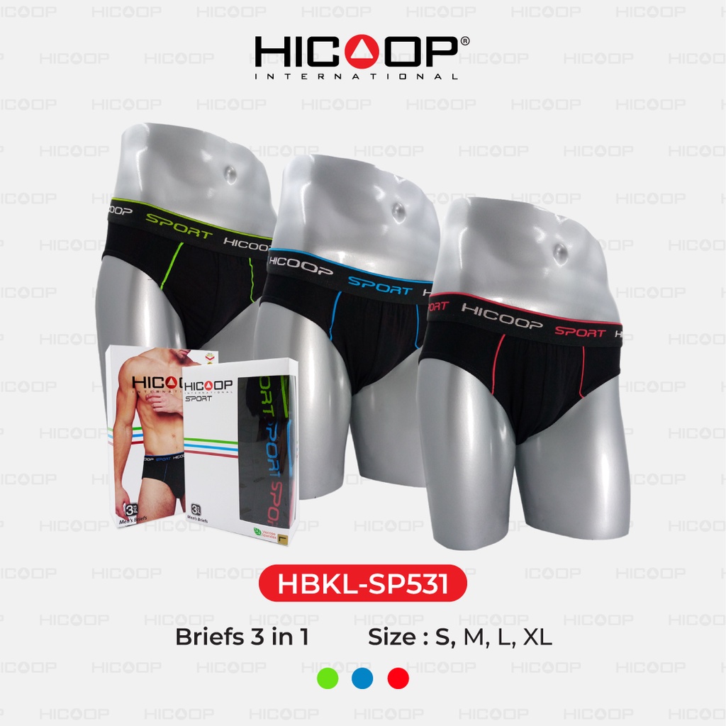 Hicoop - Sport Underwear Brief - Celana Dalam Sport Pria - Maroon/Biru/Hijau - Isi 3 Pcs - HBKL-SP53