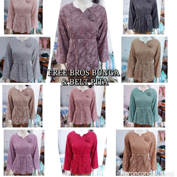 ➶ (Br/130) Atasan blus BROKAT GLITTER size JUMBO lengan panjang KeroncongBusana ♚