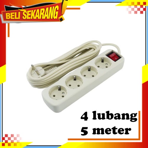 STOP KONTAK 4 LUBANG 5 METER - TERMINAL LISTRIK 4 LUBANG ori