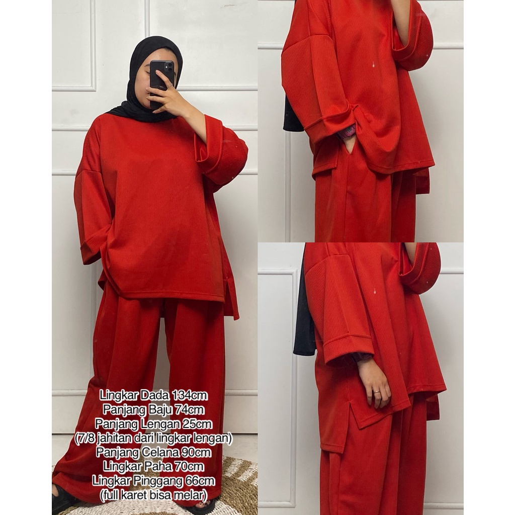 Setelan Wanita Jumbo LD 134cm Hijab Friendly Oneset Zahra Knit