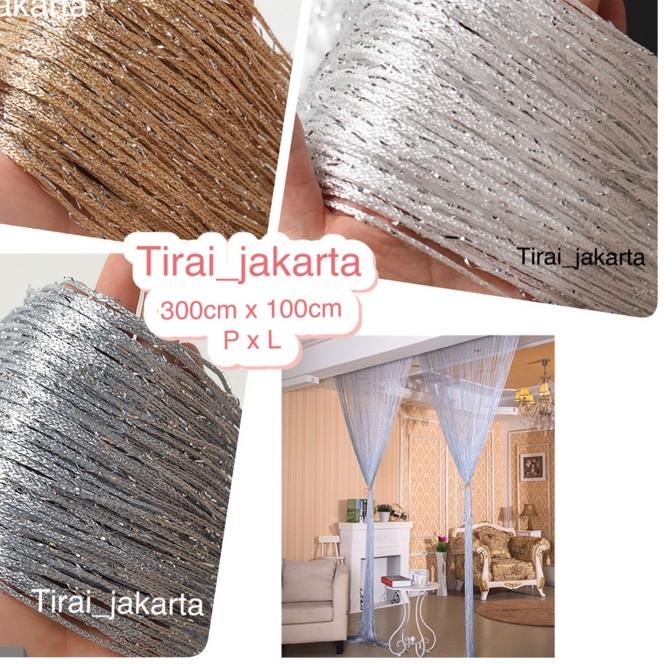 ← Tirai benang gliter 3x1m/tirai benang putih gold silver/ tirai dekorasi/ tirai pintu/ tirai jendel