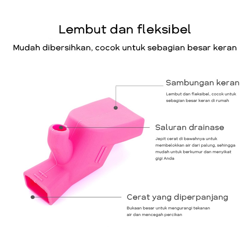 Sambungan Kran Air Bahan Silikon 2 in1 Faucet Extender Elastis Penyambung Kepala Keran Westafel Silicone + Lubang Air Untuk Kumur Sikat Gigi Warna campuran