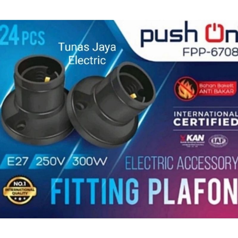 Fiting Plafon Anti Bakar Model Broco Hitam PUSH ON/HQ