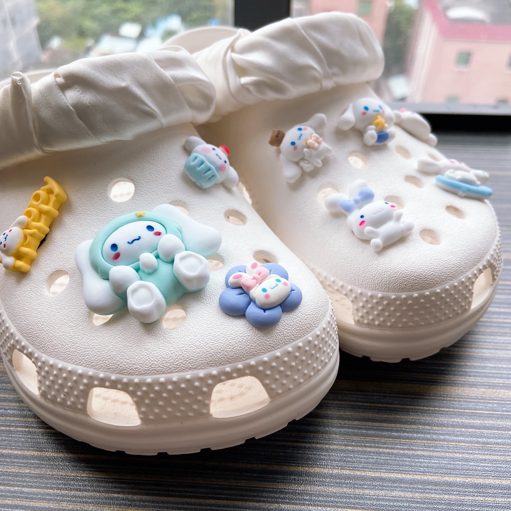 @shinydiy 9 pcs Sanrio Cinnamon Crocs Jibbitz Shoes Charm Sandal Aksesoris Sepatu Hias【asesoris wanita｜crocs jibbitz】