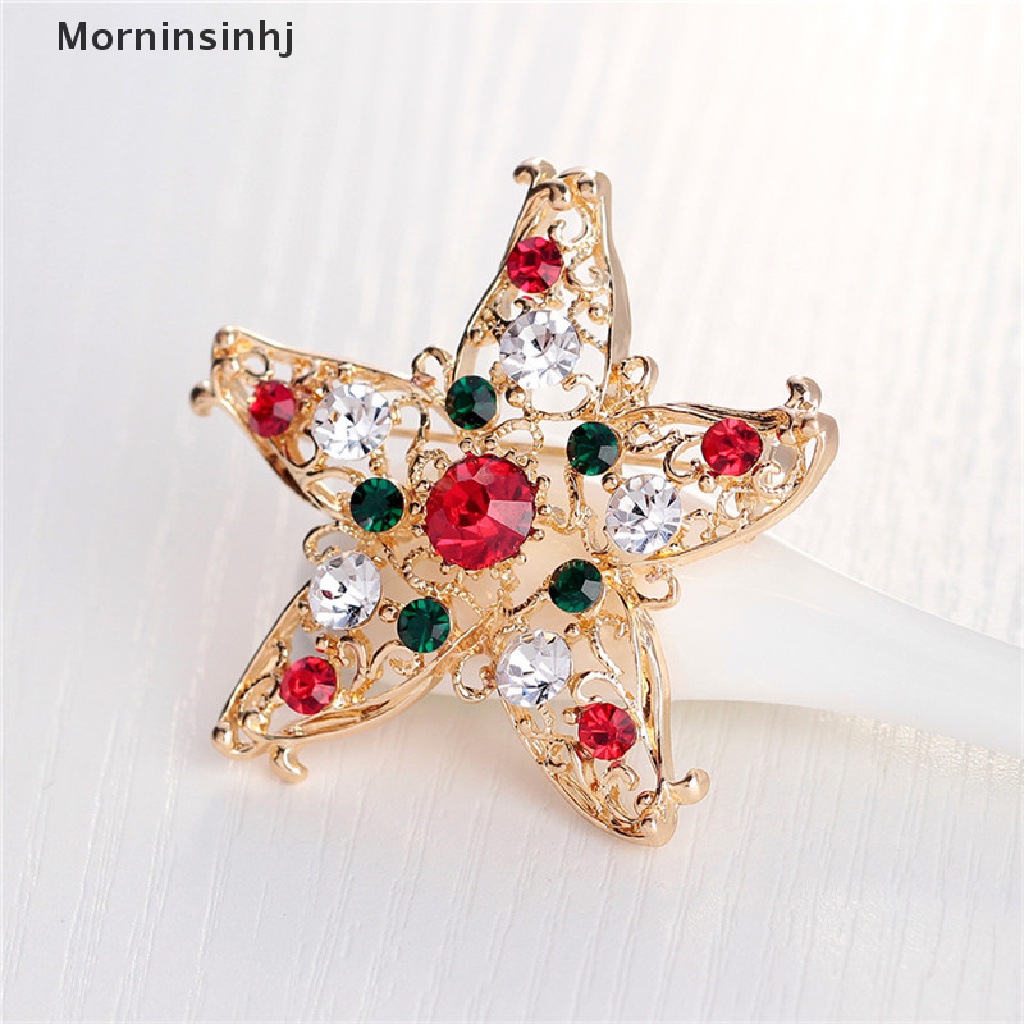 Mornin 1X Fashion Unisex Bintang Kristal Berlian Imitasi Snowman Natal Bros Pin Xmas Hadiah id