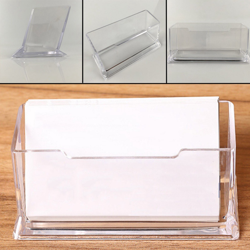 Desktop Tempat Kartu Kantor Sekolah Bisnis Akrilik Transparan Tempat Kartu Holder Transparan Card Case Box Perlengkapan Kantor Sekolah Bening Rak Meja Kotak Penyimpanan Display Stand