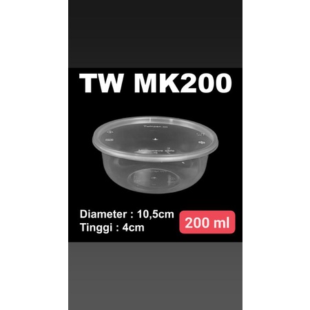 kotak makan plastik/twinwall/foodcontainer/mangkok 200ml/isi25pcs+tutup