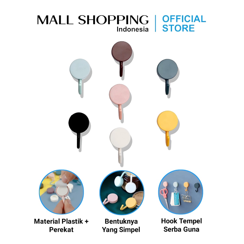 Gantungan Hook Tempel Baju Dinding Serbaguna Kamar Mandi Dapur Bulat MALLSHOPPING