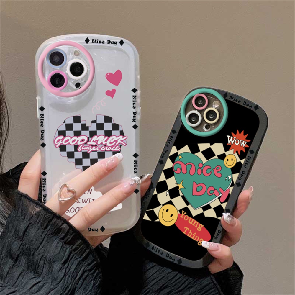 Redmi Note 11S 11 Pro Redmi 10C 10A 9C 9T 9A Note 10 5G Note 10S Note9 Note8 Pro Note7 Poco M3 X3 Pro NFC Putih Dan Hitam Kotak-Kotak doodle love Lembut Silicone Phone Case Cover