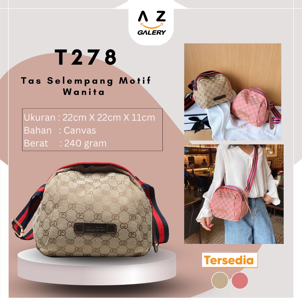 Tas Selempang Wanita Shoulder Bag Resleting Fashion Korea Tas Bahu Style Kasual Tas Import Sling Bag Cewek Kanvas  Tas Kekinian Tas Import AZGALERY / COD / T278