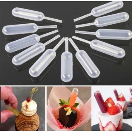 PIPET TETES PLASTIK PUDDING INFUSER KUE CUPCAKE DESSERT 3 - 4 ML isi 10 pcs