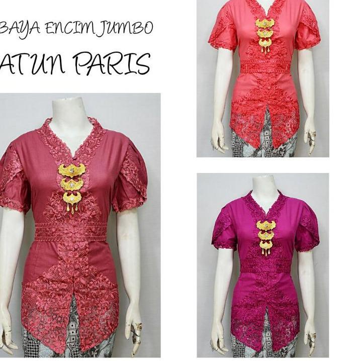 ➷ Indah KEBAYA JUMBO ENCIM LENGAN PENDEK BORDIR SENADA KATUN PARIS KEBAYA WISUDA KEBAYA KATUN KEBAYA