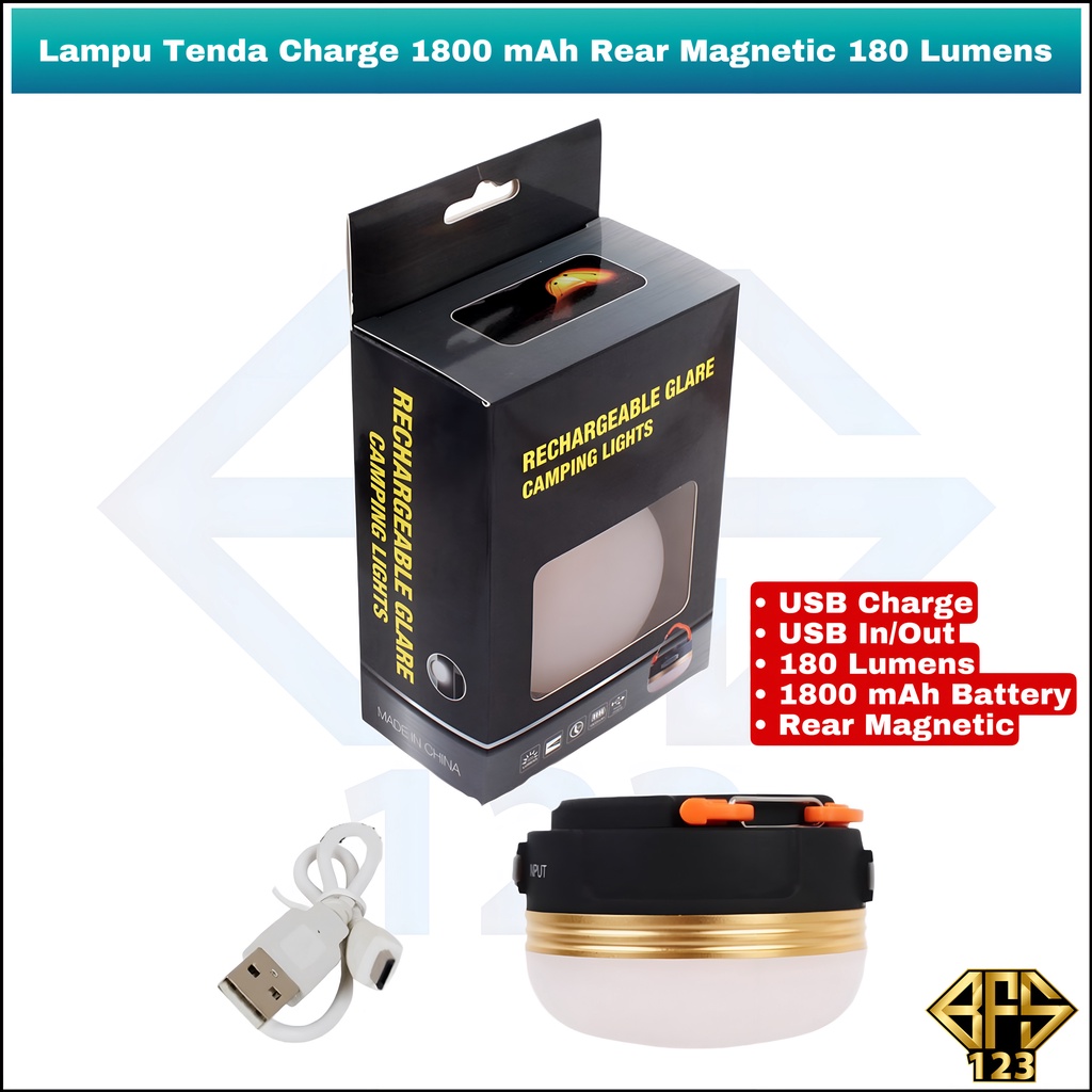 Lampu Tenda Charge LED Cahaya Terang Hook Carabiner Magnet