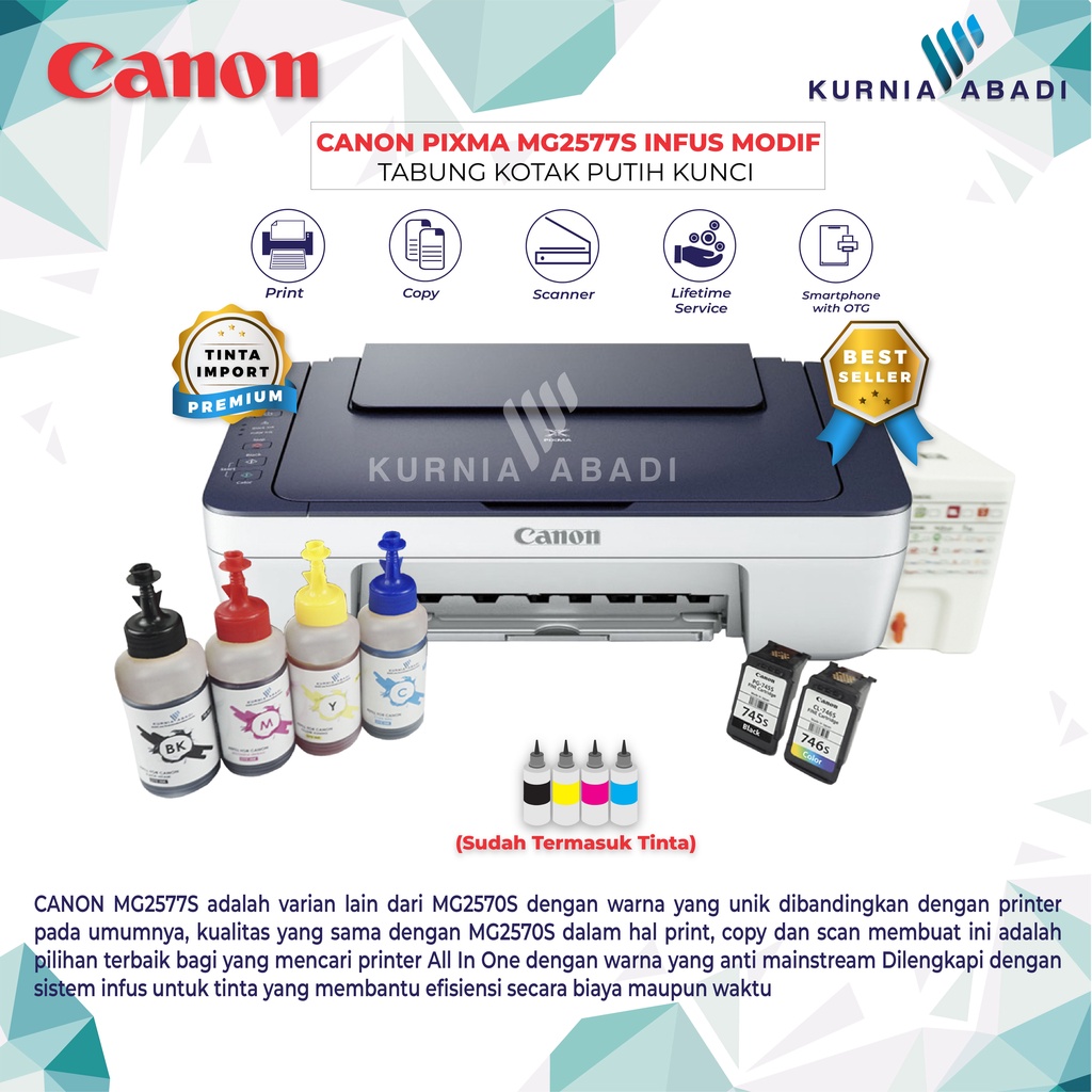 Printer Canon PIXMA MG2570S Infus Print Scan Copy Inkjet Tabung Kotak